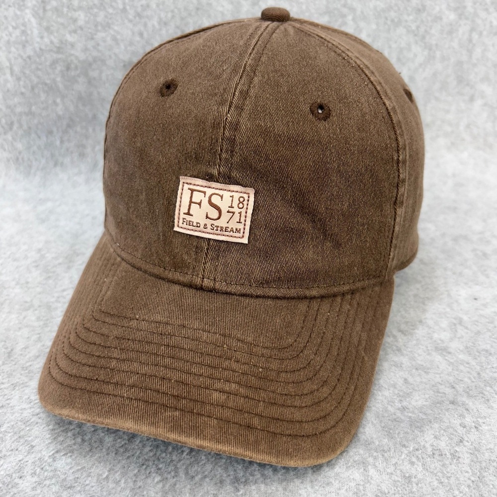 FS 1871 Patch Mens Brown Field & Stream Baseball Cap Hat Stretch Fit M/L